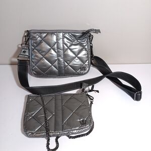 Oliver Thomas Double Trouble Cross Body Bag in Gun Metal
